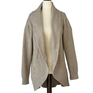 Solid Ribbed Knit Cardigan in Taupe